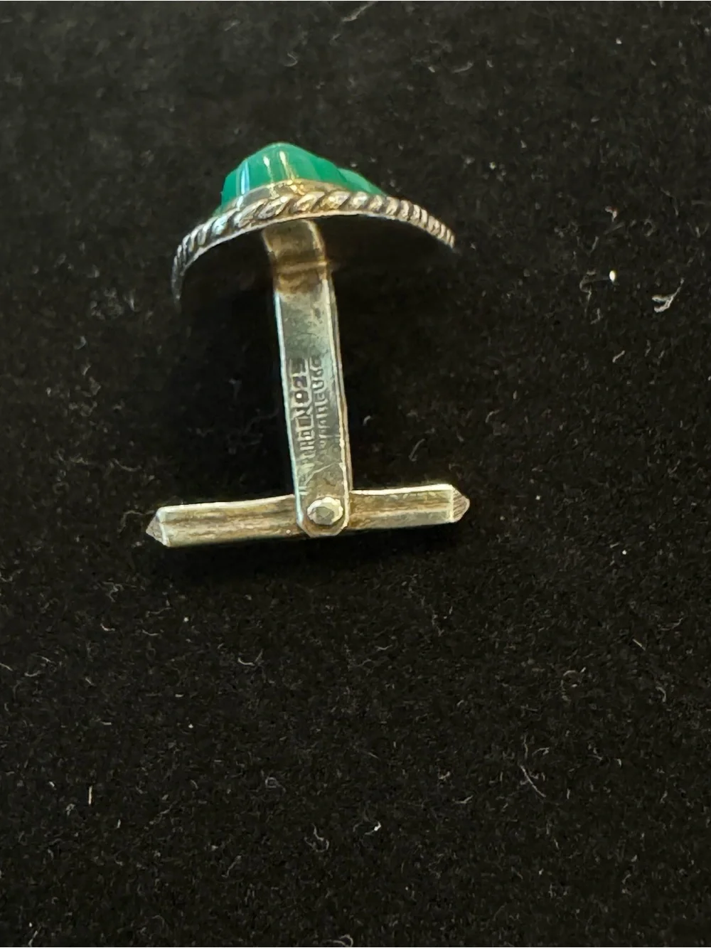 Vintage Green Jade-style Stone Set in Sterling Silver Cufflinks